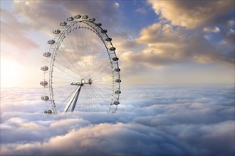 Ferris wheel above clouds