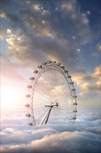 Ferris wheel above clouds