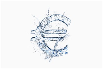 Water droplets splashing from melting ice euro symbol