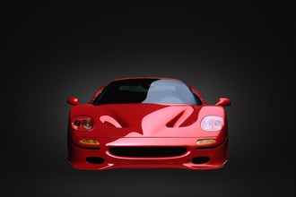 Front view of shiny red sports car