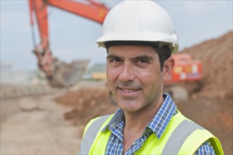 Hispanic construction worker on construction site