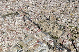 Aerial view over Spanish city