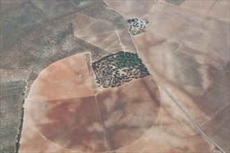 Aerial view over Spanish farmland