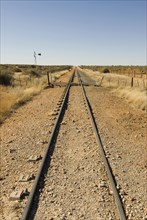 Railway track on desert