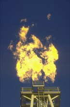 Flame Burning From an Oil Rig