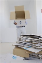 Man holding empty cardboard box