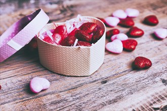 Open box of valentine hearts