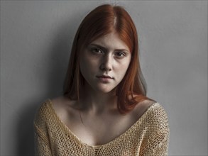 Portrait of serious Caucasian teenage girl