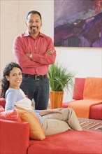 Hispanic couple in livingroom
