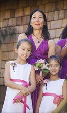 Asian bridesmaids and flower girls