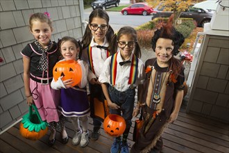 Children trick-or-treating for Halloween