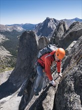 Caucasian climber on mountainside