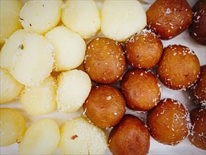 Close up of fried desserts