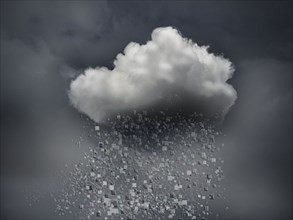 Data blocks raining from storm cloud