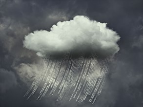 Data lines raining from storm cloud