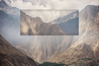 Glitch effect of mountains and valley
