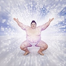 Energy flowing from sumo wrestler