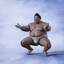 Crouching robot sumo wrestler