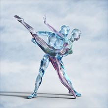 Futuristic glass couple dancing