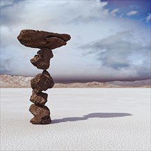 Rocks balancing in desert