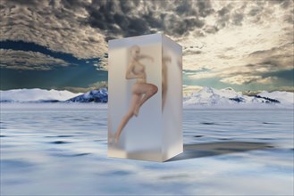 Woman frozen in suspended animation