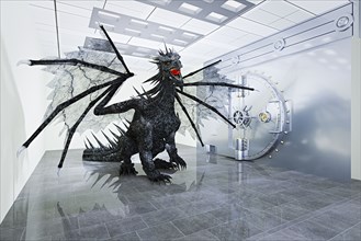 Fierce dragon guarding vault