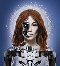 Portrait of woman cyborg