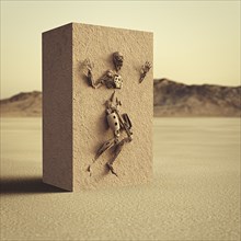 Robot trapped in dirt cube in desert
