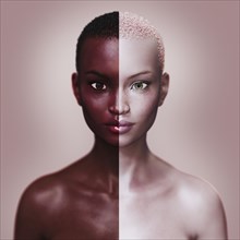 Woman with different skin colors