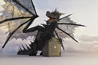 Dragon guarding safe