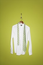 Dress shirt and tie on hanger