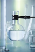 Beaker of liquid in lab
