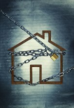 House shape locked in chains