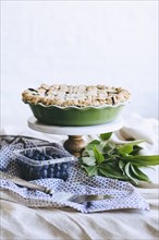 Blueberry pie on platter