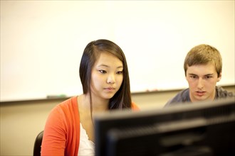 Students studying in computer lab