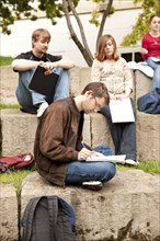 Students studying together outdoors
