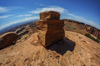 Rock formations in desert landscape