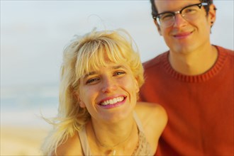 Caucasian couple smiling outdoors