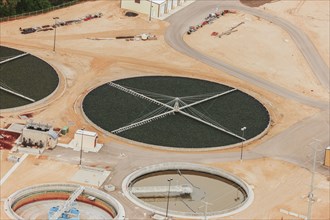 Aerial view of sewer processing plant