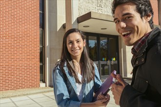 Students smiling on campus