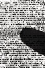 Silhouette of finger on encrypted message