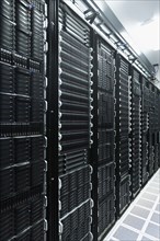 Computer racks in server room