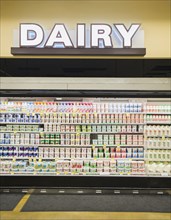 Dairy section of grocery store