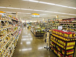 Dry goods section of grocery store