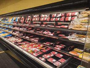 Meat section of grocery store
