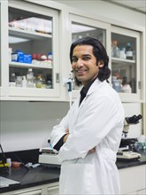 Indian scientist working in laboratory