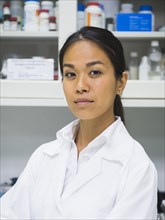 Japanese scientist working in laboratory