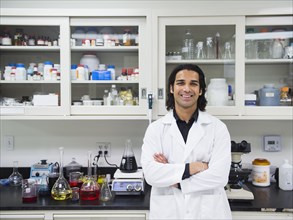 Indian scientist working in laboratory