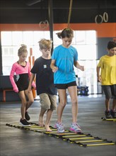 Children training in gym