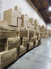 Cardboard boxes in warehouse